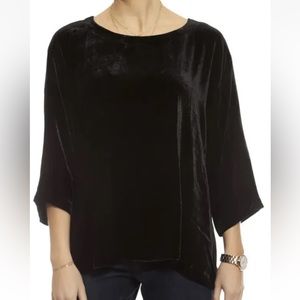 Eileen Fisher Black Velvet Round Top Size L Ballet Box Top Excellent Condition